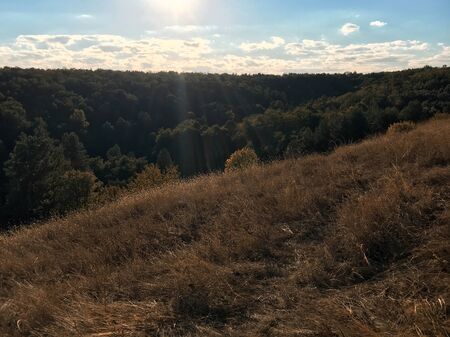 the autumn landscape endless expanses of Ukraineの写真素材