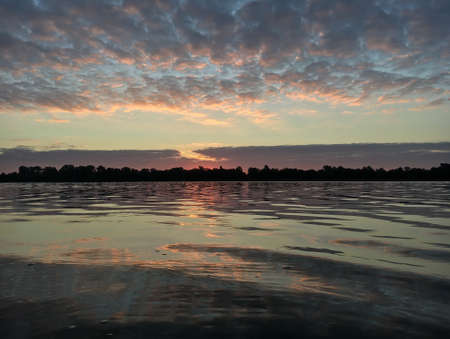 sunrise on the river in the morningの写真素材