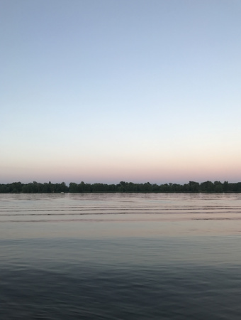 the quiet and calm river at nightの写真素材