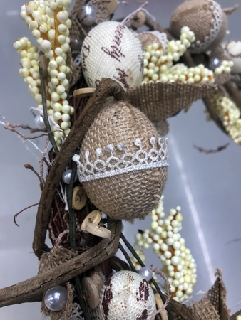 Easter decor with flowersの写真素材