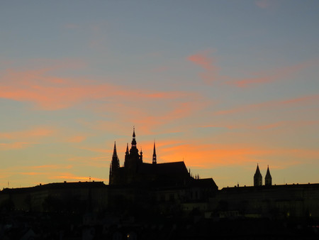 Prague at night in the springの写真素材