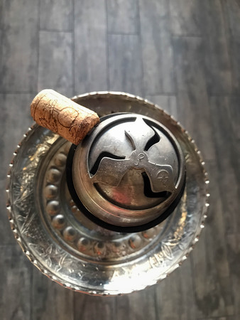 Lotus with burning coals for hookah readyの写真素材
