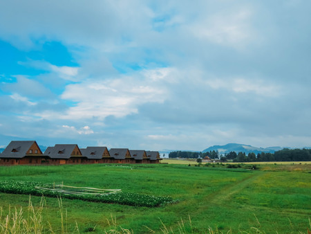 the lodges in the mountains in summerの写真素材