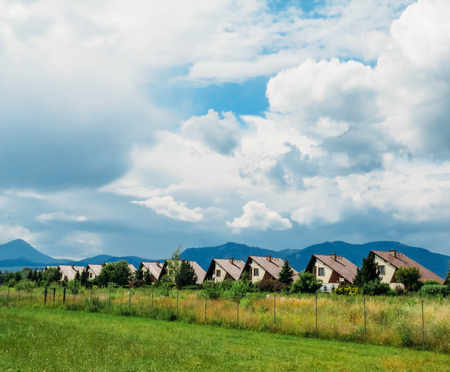 the lodges in the mountains in summerの写真素材