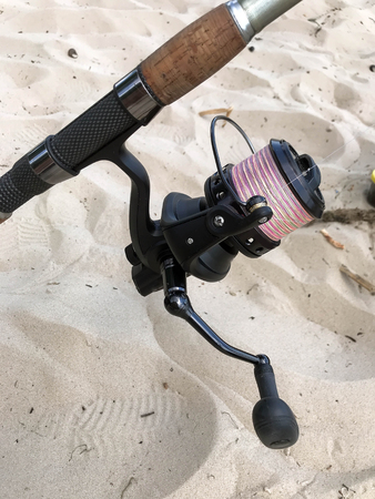 the summer fishing on the river in the beachの写真素材
