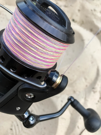 the summer fishing on the river in the beachの写真素材
