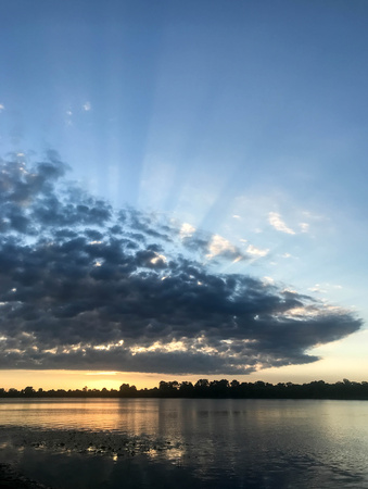 The beautiful summer dawn on the riverの写真素材