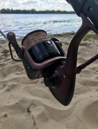 The summer fishing on the river in the beachの写真素材