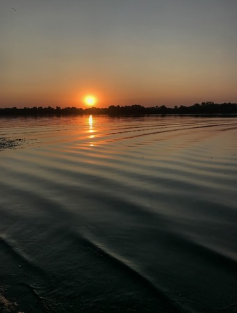 the beautiful summer dawn on the river summer background nature Styleの写真素材