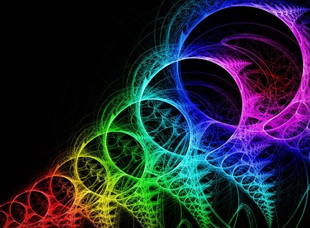 Abstract fractal background in rainbow colors on the blackの写真素材