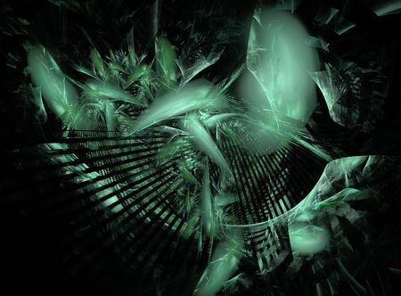 Abstract fractal background in green tone on the blackの写真素材