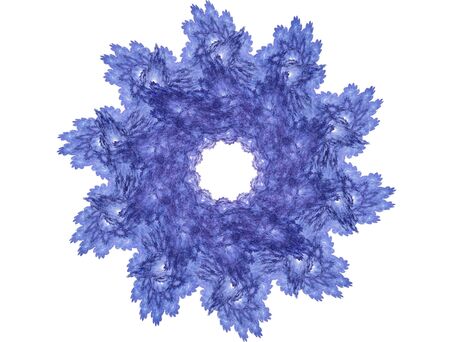 Abstract fractal snowflake in blue tone on the whiteの写真素材