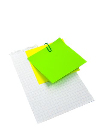 Post-it on the sheet of paper with clipの写真素材