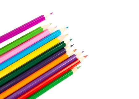 Multicolored pencils, isolated on the whiteの写真素材