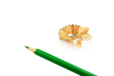 Green sharp pencil, isolated on the white backgroundの写真素材