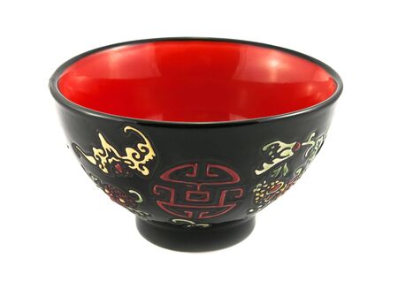 Empty ceramic chineese bowl on the whiteの写真素材