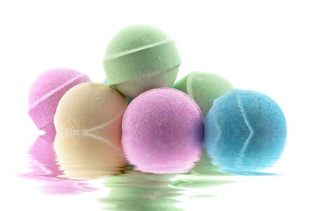 Bath bombs in the water with reflectionの写真素材