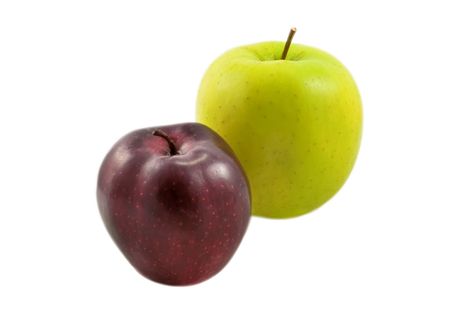 Two fresh apples isolated on the white backgroundの写真素材