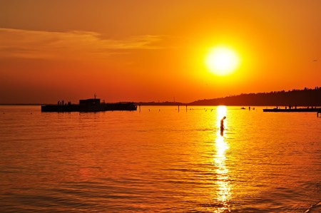 Sunset on the seaの写真素材