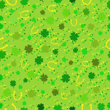 seamless pattern with clover and horseshoe