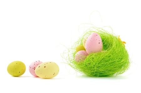 decorative easter nest with eggs