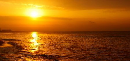 Sunset on the seaの写真素材