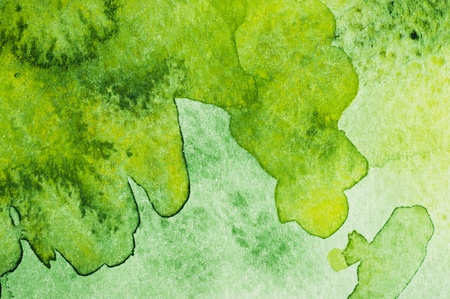 Texture from green watercolor stains on white paperの写真素材