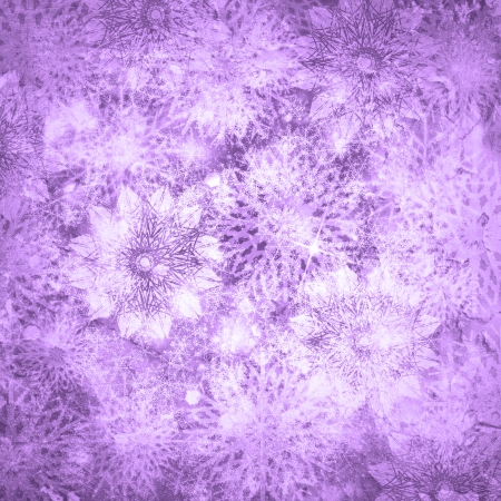 Christmas shiny textured  snow background with snowflakes and copy space in  violet  colorsの写真素材