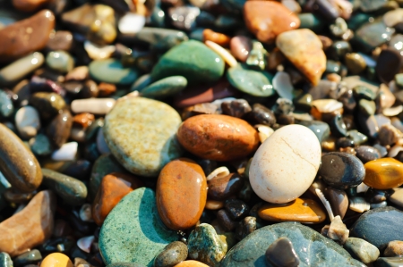 Sea pebble colorful vivid wet  background, macro, shallow depth of fieldの写真素材