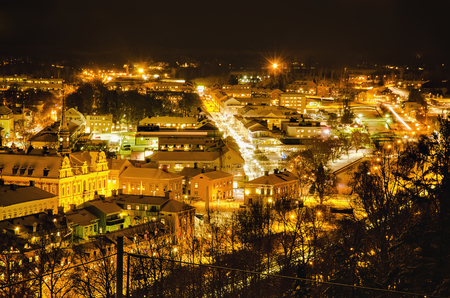 View of small swedish townの写真素材