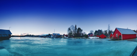Fisherman village at winterの写真素材