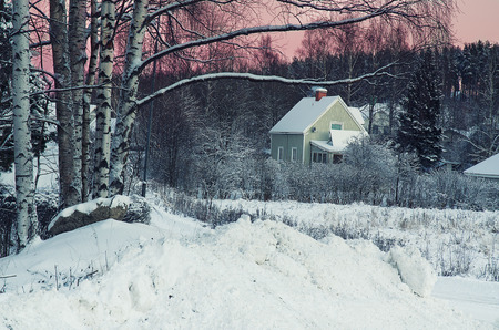 View of small swedish townの写真素材