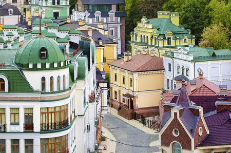 New modern city district in Kiev in old vintage styleの写真素材