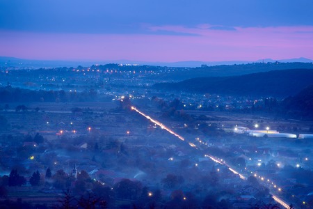 Night foggy landscapeの写真素材