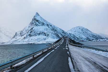 Winter road in Norwayの写真素材
