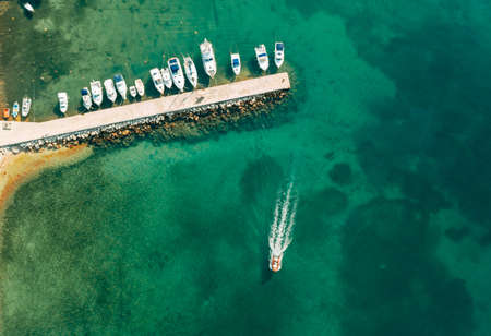 Aerial view of yahtsの写真素材