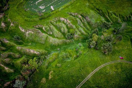 Green fields from above