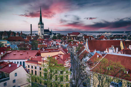 Tallinn view at sunsetの写真素材