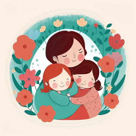 Happy mothers day greeting card. Generative AI.の素材