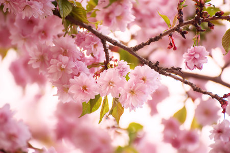 Sakura flowers blooming, spring seasonal Easter background