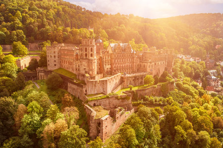 The castle ruin in Heidelberg, Baden Wuerttemberg, Germany, travel destinationの写真素材