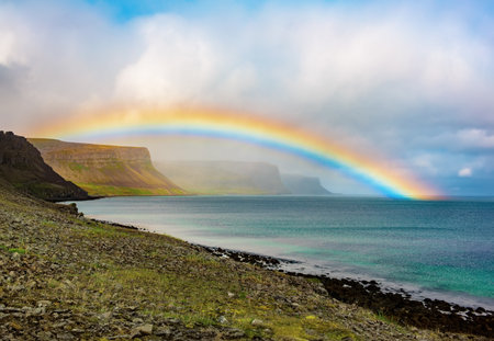 Rainbow in Icelandの写真素材