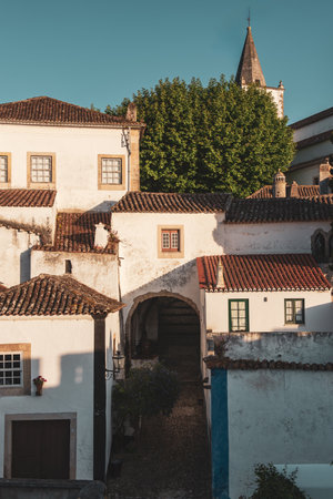 View of Obidos streets, Leiria district, Portugalの写真素材