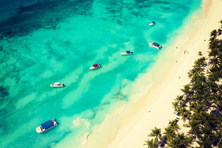 Tropical Caribbean beach from above, Dominican Republic