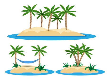 illustration of isolated island with palm trees and hammockのイラスト素材