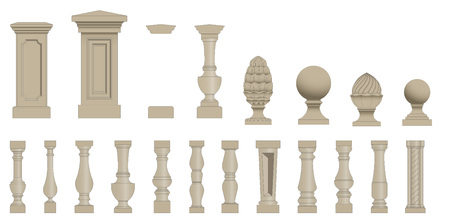 Set  of random style balusters with standsのイラスト素材