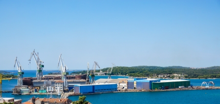 Cargo sea port with crane in Pula, Croatiaの写真素材