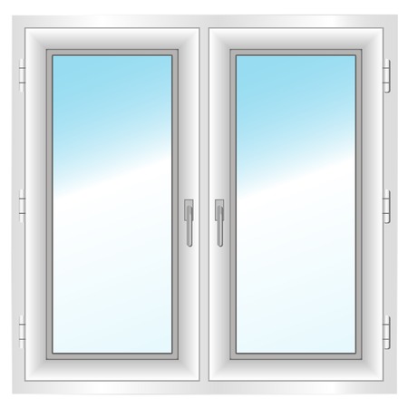 white farme closed  double window isolated on white   illustration のイラスト素材