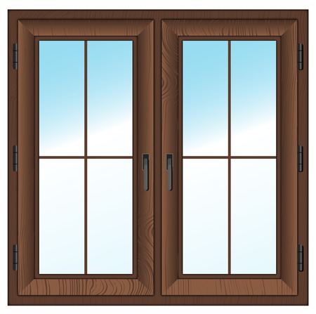 wooden textured closed window isolated on white  illustration のイラスト素材