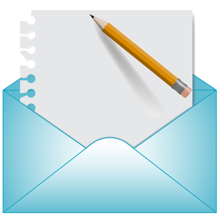 Letter and open envelope with pencil  のイラスト素材